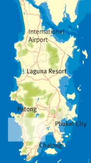 Phuket Map with Crowne Plaza Phuket